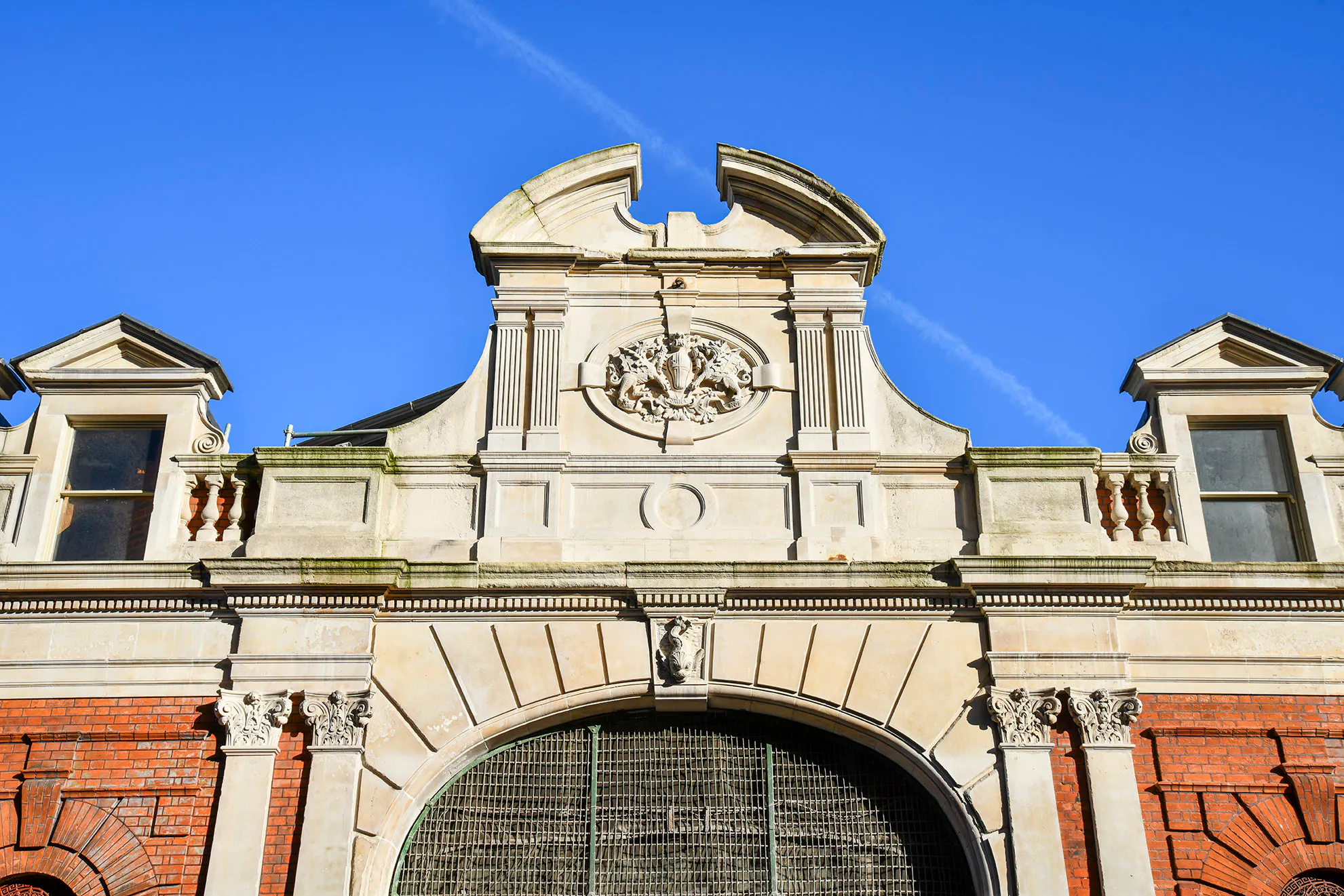 Existing image of the Smithfield Annexe Building with carved stone detailing.